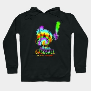 Baseball Its My Therapy Retro Funny Tie Dye Baseball Design Hoodie